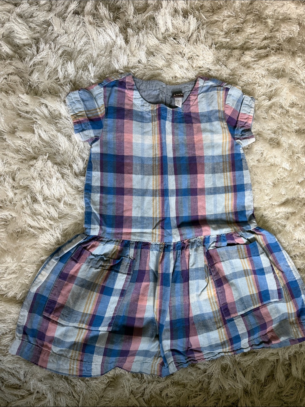 Tea Collection Girls Kalmar Plaid Dress in Blue, Pink, Yellow